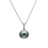 Tahitian Colorblock Pearl Pendant with Sand-Textured Platinum