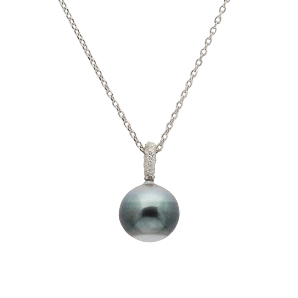 Tahitian Colorblock Pearl Pendant with Sand-Textured Platinum
