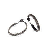 Oval Sand Hoop Earrings in Oxidized Silver