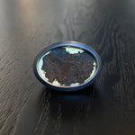 Horizontal Oval Signet Ring with Chicago Rust in Oxidized Silver with 18k Yellow Gold