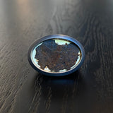 Horizontal Oval Signet Ring with Chicago Rust in Oxidized Silver with 18k Yellow Gold