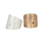 Textured Cuba Ring in Antique Bronze with 2.5 mm Black Diamond
