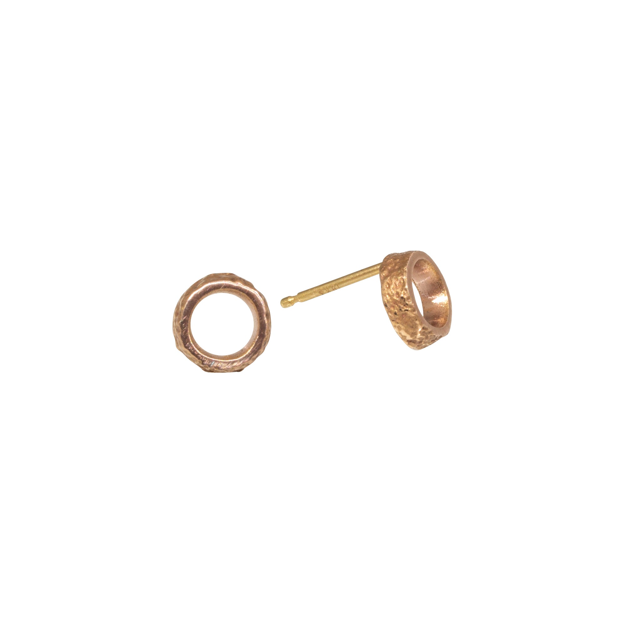 Small Open Sand Circle Post Earrings in 14k Rose Gold