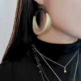 Full Moon Horsehair Hoop Earrings in Oxidized Silver