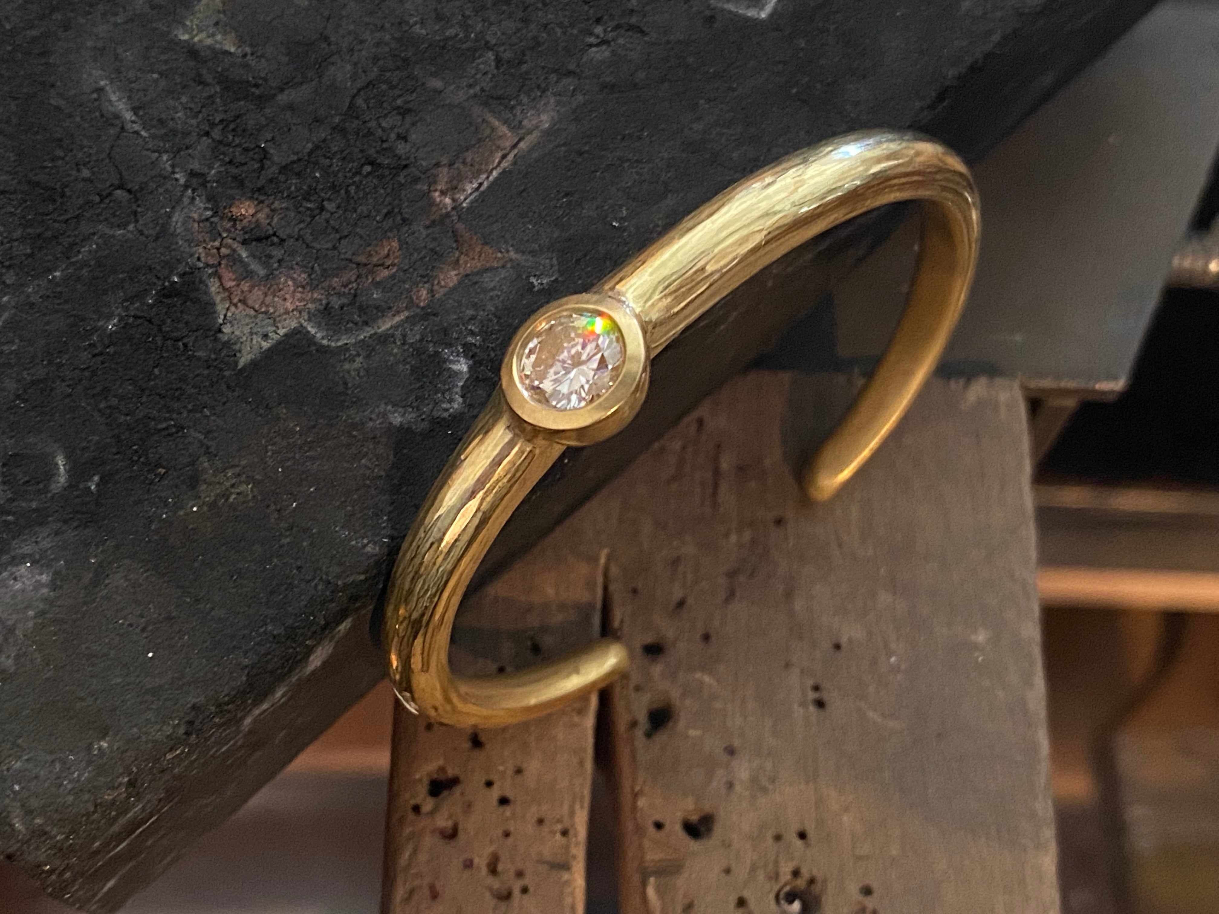 Custom Cuff with Client's Diamond in 20k Gold