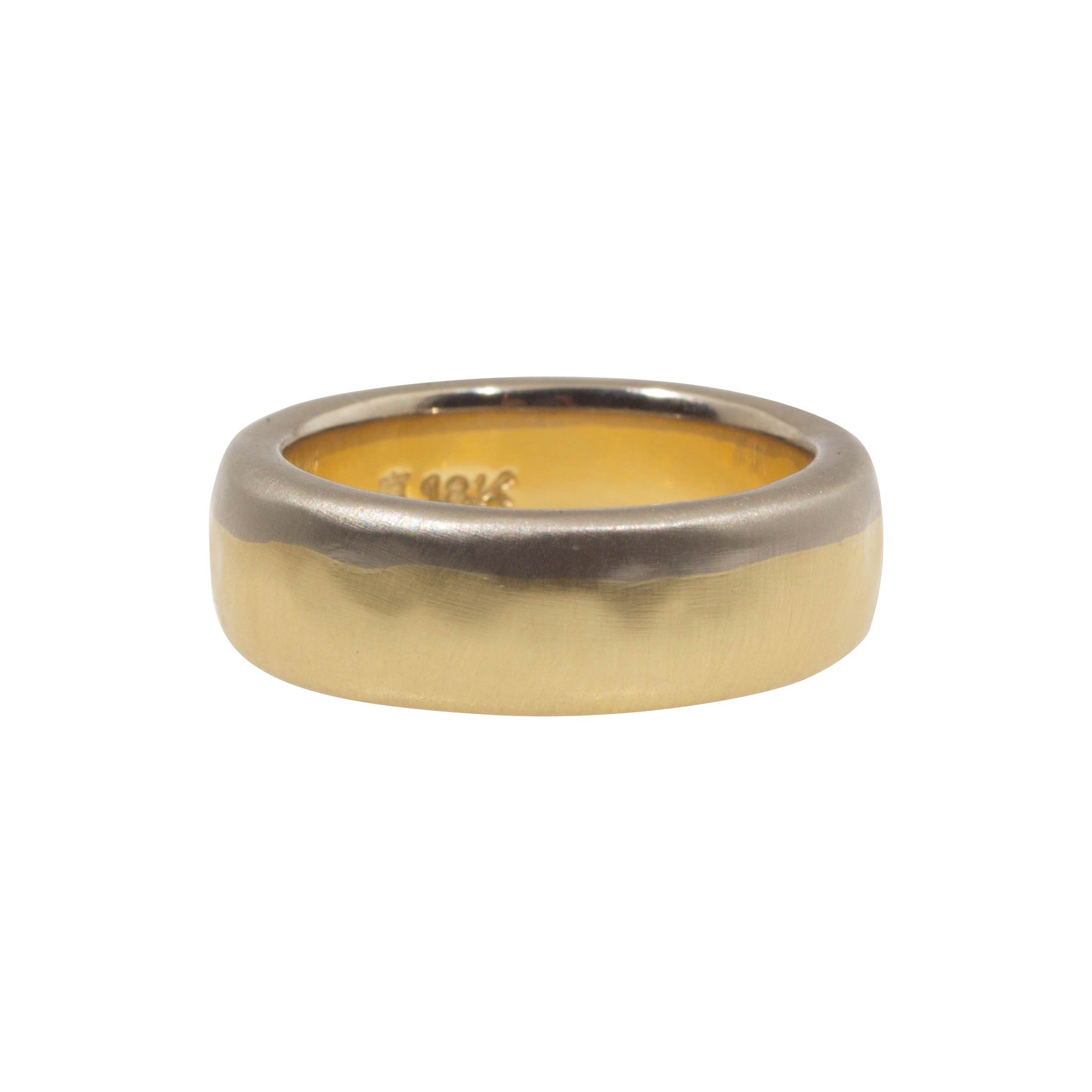 6.2mm Dipped Modeled Band in 18k Yellow Gold and 18k Palladium White Gold