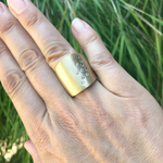 Flat Cuba Ring in Bronze with 10 Yellow Sapphires