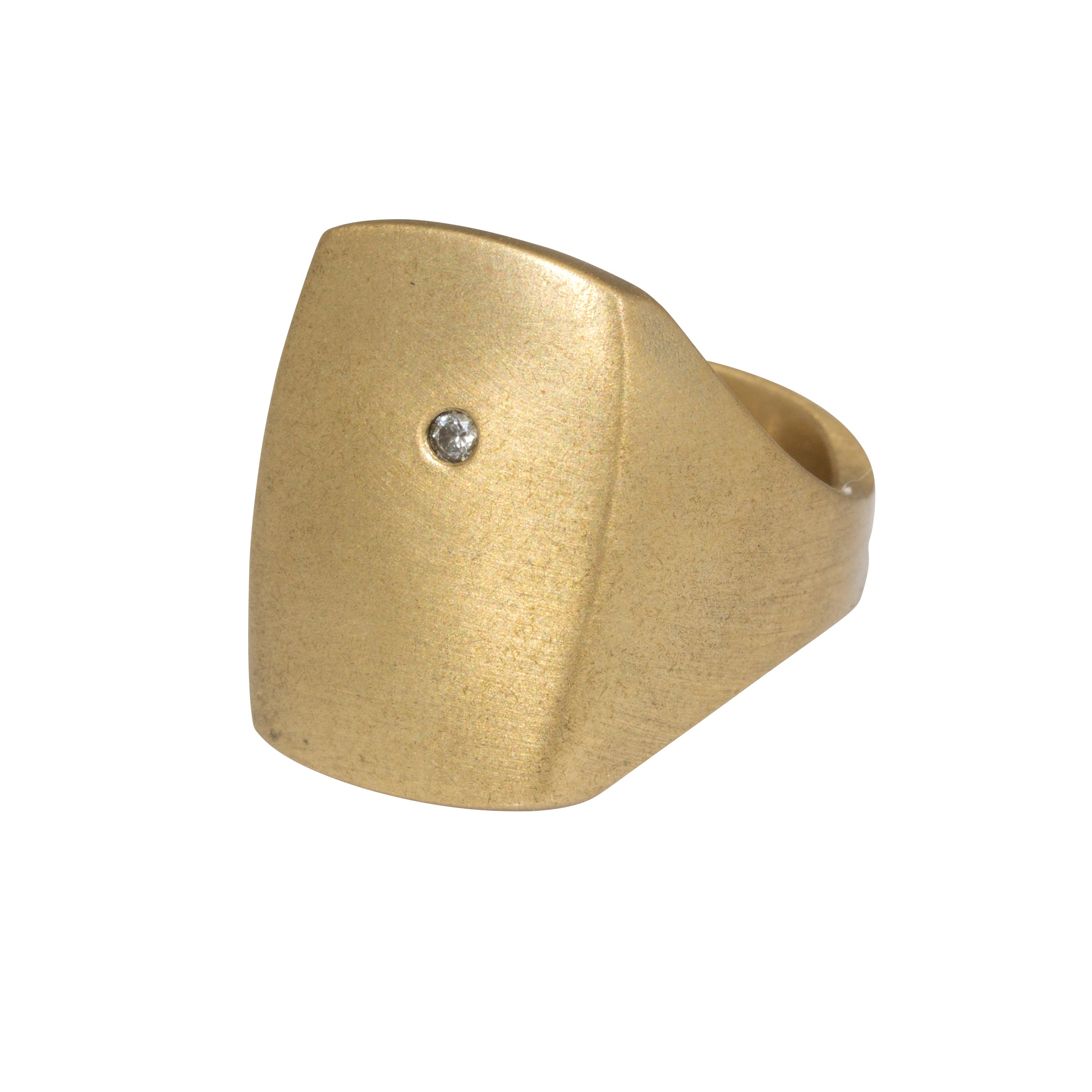 Bronze Box Ring with White Diamond