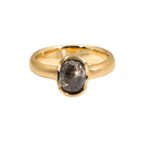 Oval Half Bezel Rosecut Salt and Pepper Diamond Ring in 18k Rose Yellow Gold