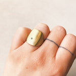 Bronze Box Ring with White Diamond