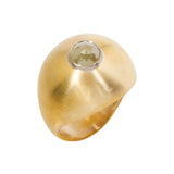 Domu Ring in Yellow Bronze with Grey Rosecut Diamond in 18k Palladium White Gold