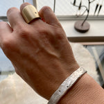 Hammered Oval Bangle in Silver with 10 Grey Sapphires
