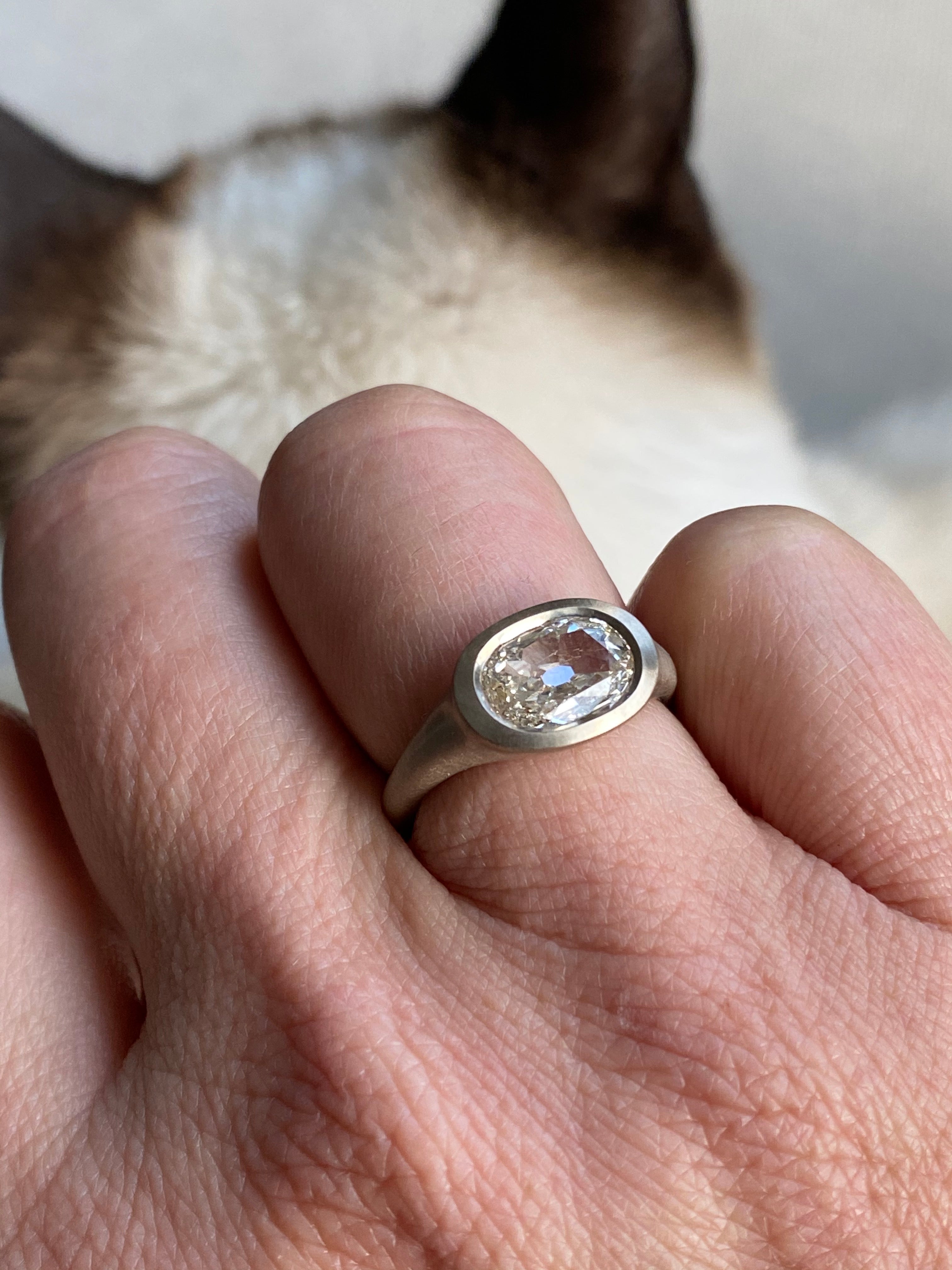 CUSTOM OMC Light Champagne Diamond Ring in 18k Warm White Gold