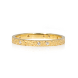 2mm Sand Band with White Diamonds in 18k Yellow Gold