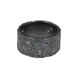 11mm Topography Ring in Oxidized Silver with Diamond Mackles - size 8.5