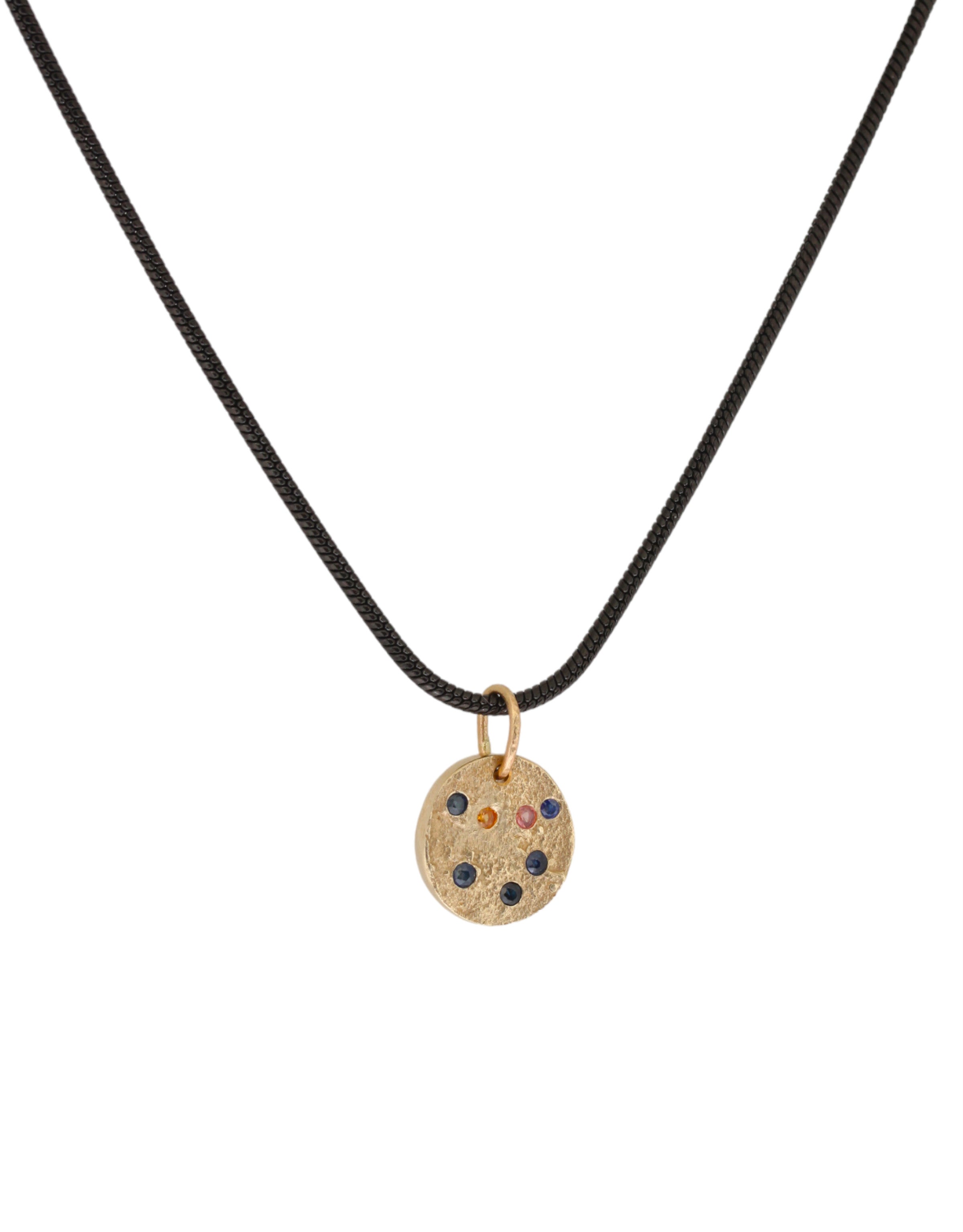 Constellation of Capricorn Necklace in 14k Yellow Gold with Blue & Caramel Candy Sapphires