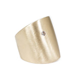Cuba Flat Ring with White Sapphire in Yellow Bronze