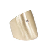 Cuba Flat Ring with White Sapphire in Yellow Bronze