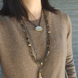Custom Abacus Chain in Oxidized Silver and Industrial Diamonds Beads