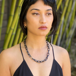Heavy Chain Necklace in Blackened Steel and 14k Yellow Gold