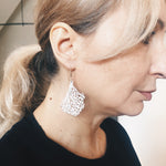 Koraru Coral Earrings in Brushed Silver with 14k Gold Earwires