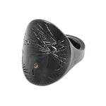 Chrysanthemum Ring with Pale Cognac Diamonds in Oxidized Silver