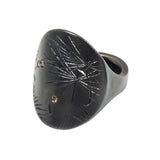 Chrysanthemum Ring with Pale Cognac Diamonds in Oxidized Silver