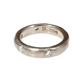 4mm Half Round Modeled Band with Rose Cut Diamonds in 18k Palladium White Gold