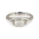 Antique Cushion Cut Oval Diamond Ring in Platinum