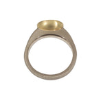 Raised Cup Oval Diamond Ring in 18k Palladium White Gold and Yellow Gold