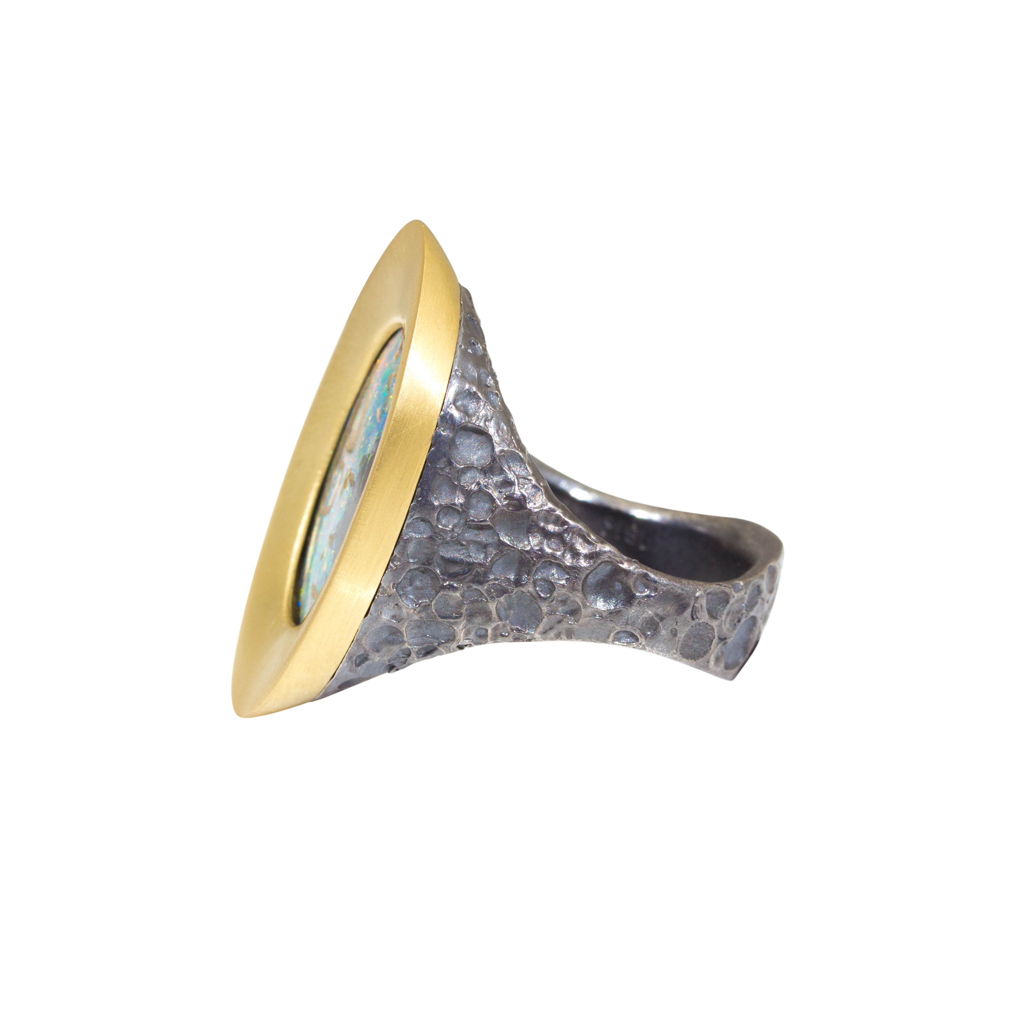Klimt Ring in 18k Gold and Oxidized Silver