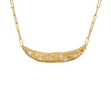 Custom Bar Necklace in 18k Gold with White and Cognac Diamonds