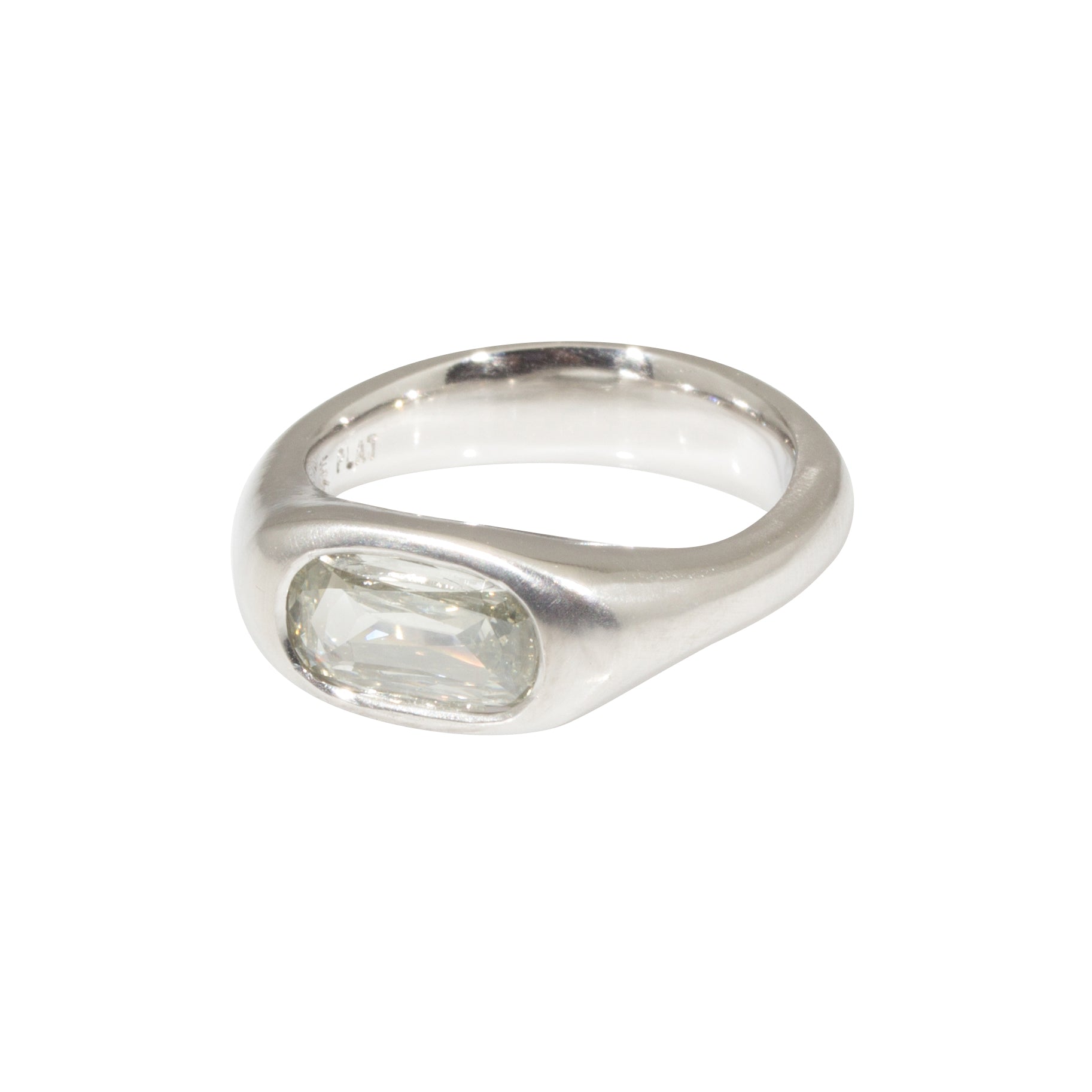 Antique Cushion Cut Oval Diamond Ring in Platinum