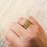 2.5mm x 2.5mm Modeled Band in 18k Yellow Gold with White & Cognac Diamonds
