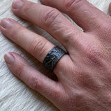 11mm Topography Ring in Oxidized Silver with Diamond Mackles