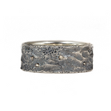 11mm Topography Ring in Oxidized Silver with Diamond Mackles