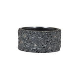11mm Topography Ring in Oxidized Silver with Diamond Mackles - size 8.5