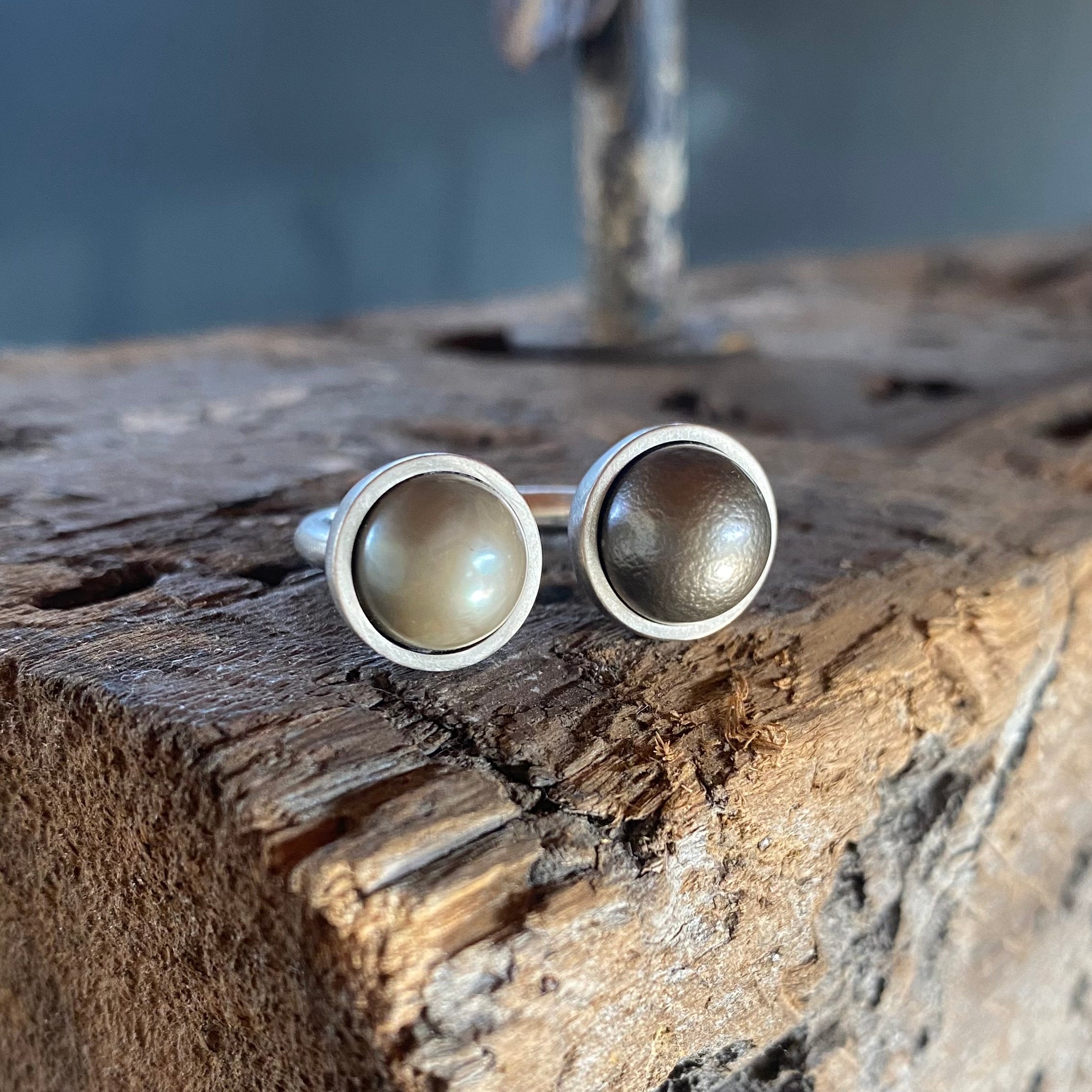 Double Tahitian Pearl Ring in 14k Palladium White Gold