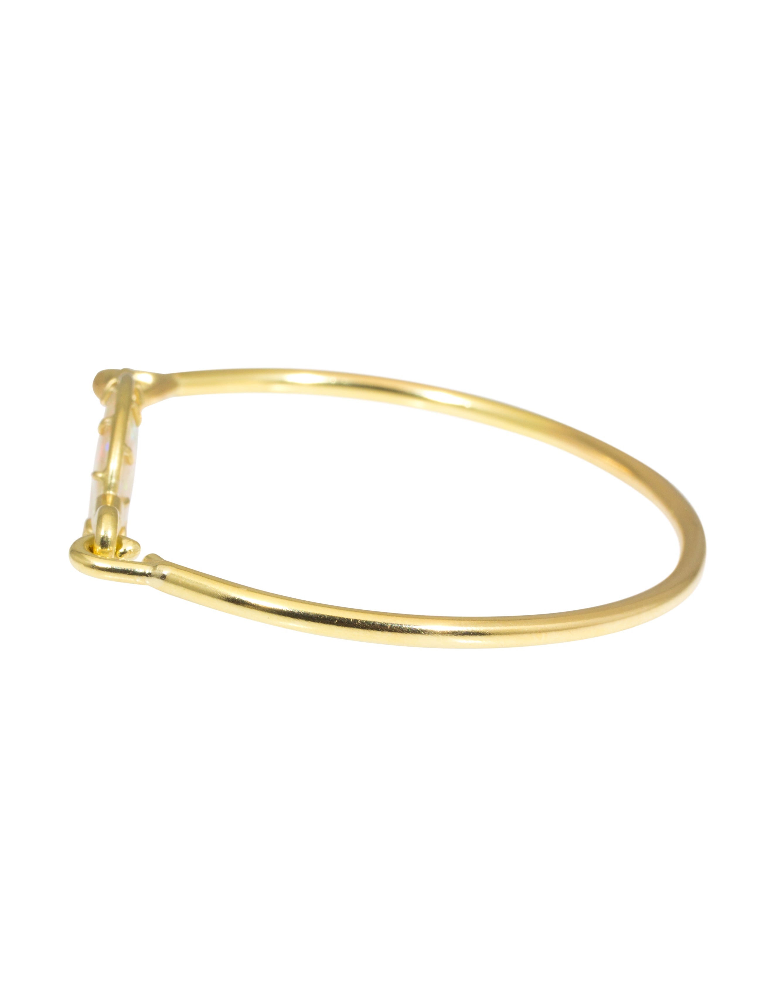 Needle Eye Cuff in 18k Gold with Oval Opal