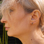 Raw Diamond Cube Post Earrings in 18k Yellow Gold