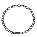 Heavy Chain Necklace in Grey Steel and 18k Yellow Gold