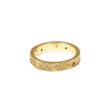 4mm Topography Ring with Mixed White and Cognac Diamonds in 18k Yellow Gold