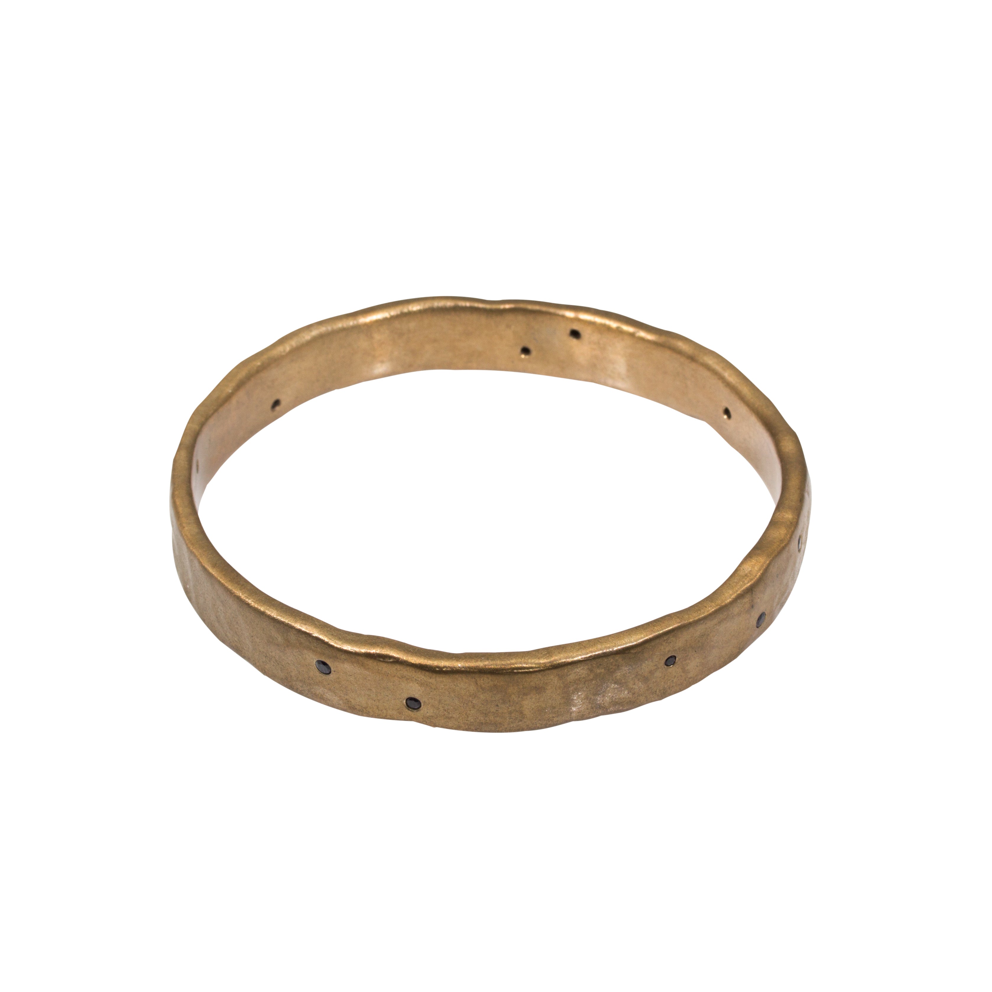 Heavy Oval Bangle in Bronze with 10 Black Sapphires