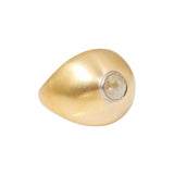 Domu Ring in Yellow Bronze with Grey Rosecut Diamond in 18k Palladium White Gold