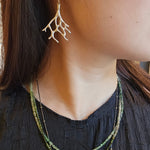 Aki Coral Branch Earrings in Silver and Bronze with White Diamonds