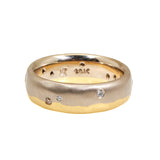 Dipped Band in 18k Palladium White Gold and Yellow Gold with White and Cognac Diamonds