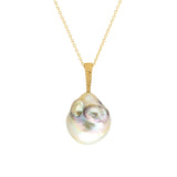 Tahitian Baroque Pearl Pendant with Sand-Textured 18k Yellow Gold