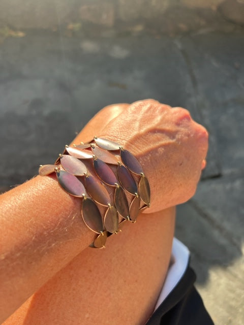 Leaf Bracelet in Shibuichi and 18k Gold with Diamond