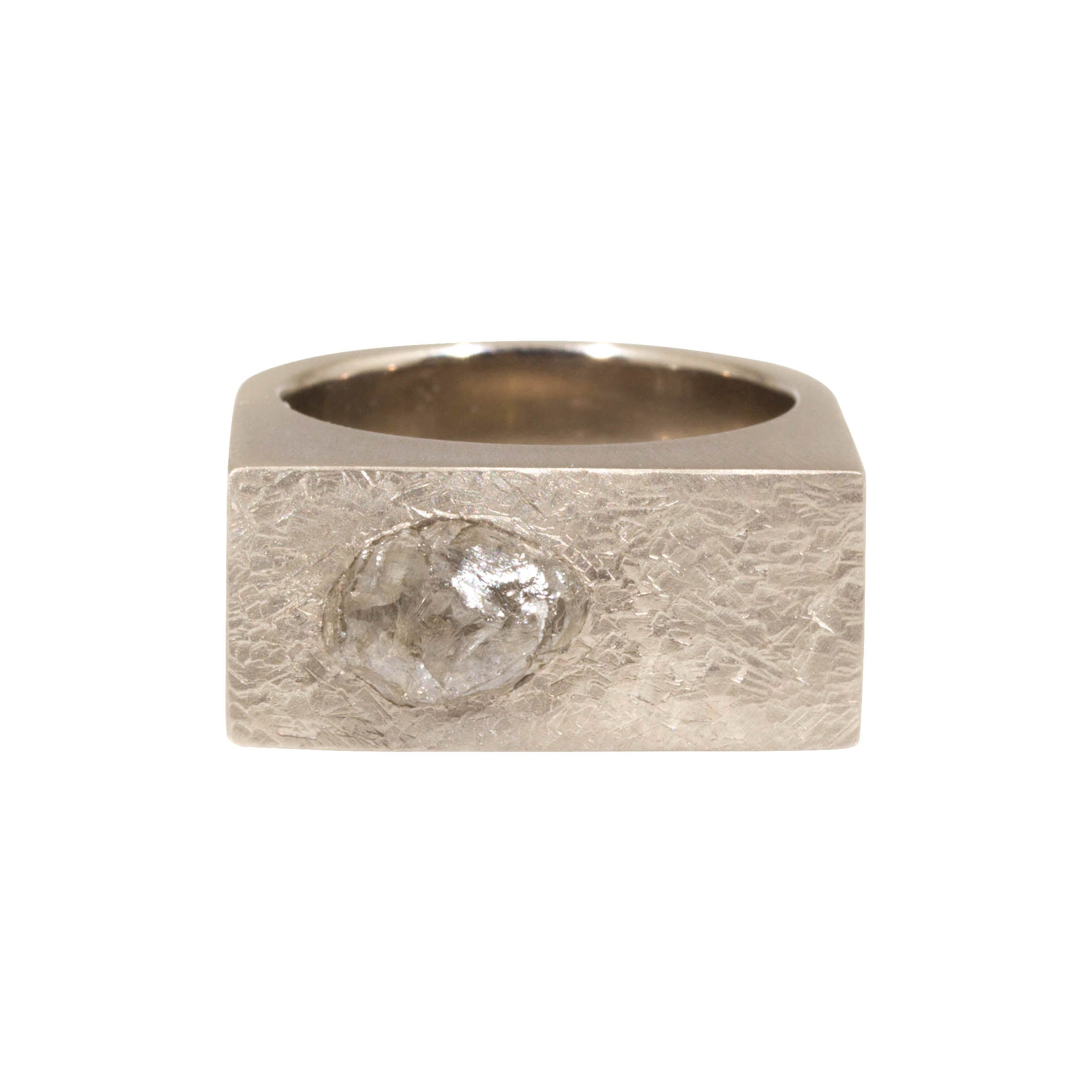Custom Diamond Crystal Men's Ring in 18k Palladium White Gold