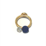 Custom Lapis and Diamond Ring in 22k Gold